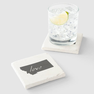 Montana Shaped Black Chalkboard Montanan Love Stone Coaster