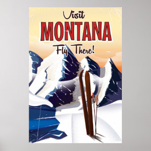 Montana Ski Vintage style travel print