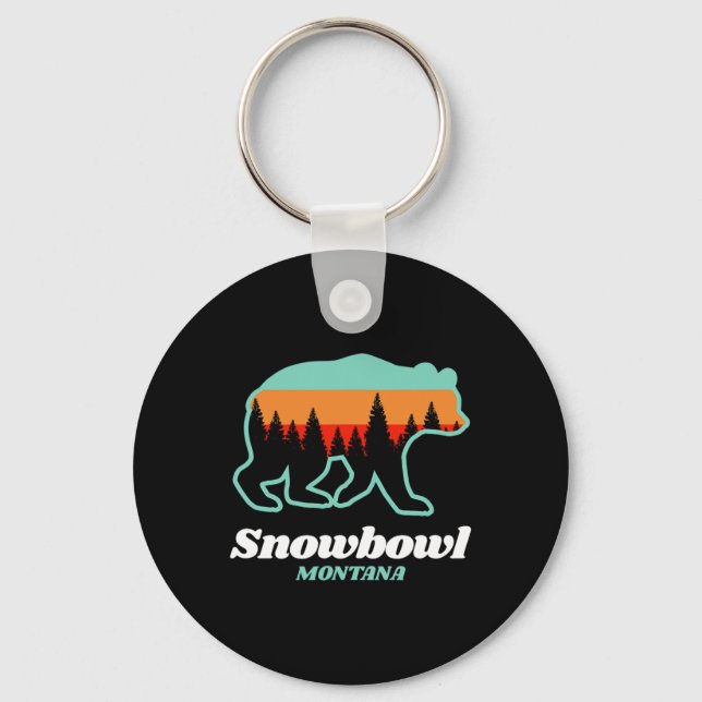 Montana Snowbowl Skiing Snowboarding Bear  Key Ring (Front)