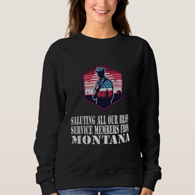 Montana Soldier Patriotic Silhouette in American F Sweatshirt (Front)