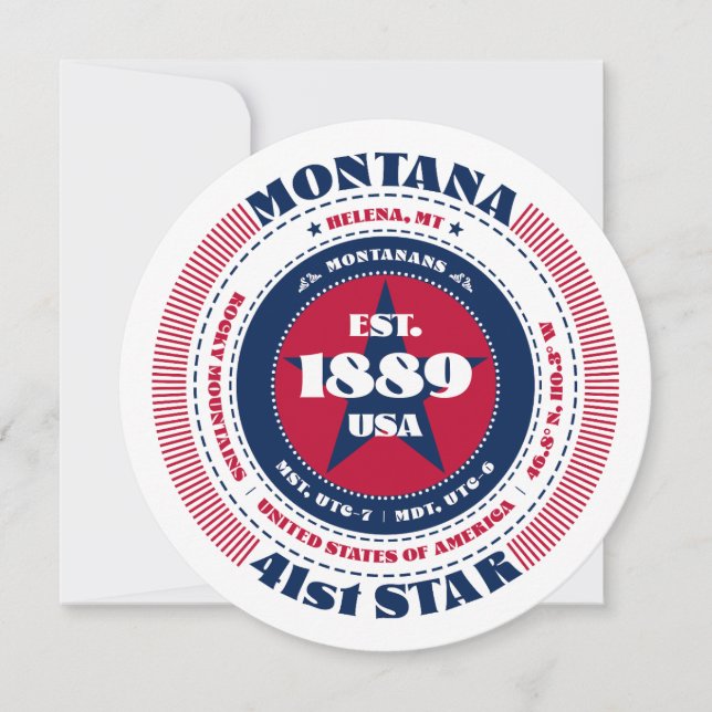 Montana State Circular Typography Flat Card (Front)