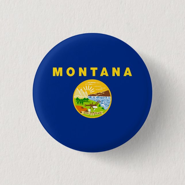 Montana State Flag 3 Cm Round Badge (Front)