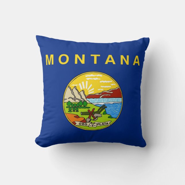 Montana State Flag American MoJo Pillow (Front)