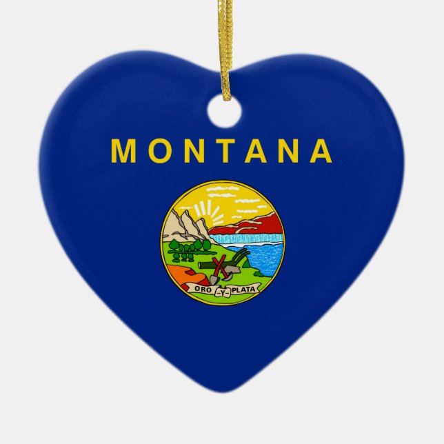 Montana State Flag Design Ceramic Tree Decoration (Front)