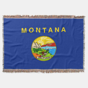 Montana State Flag Design Decor Throw Blanket