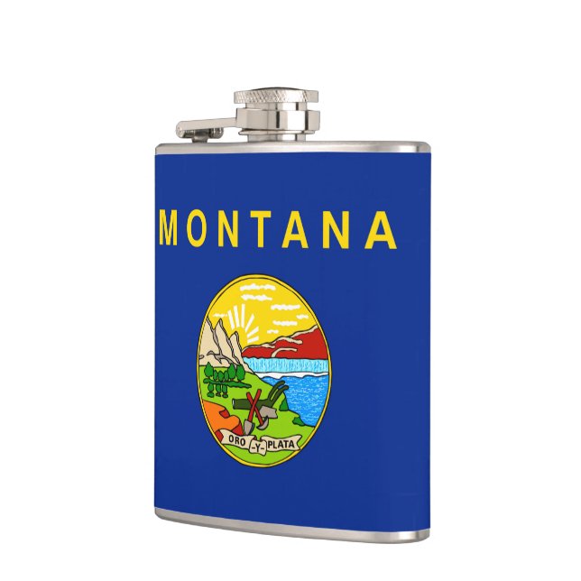 Montana State Flag Design Hip Flask (Left)