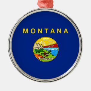 Montana State Flag Design Metal Tree Decoration
