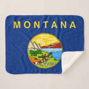 Montana State Flag Print Patriotic Sherpa Blanket