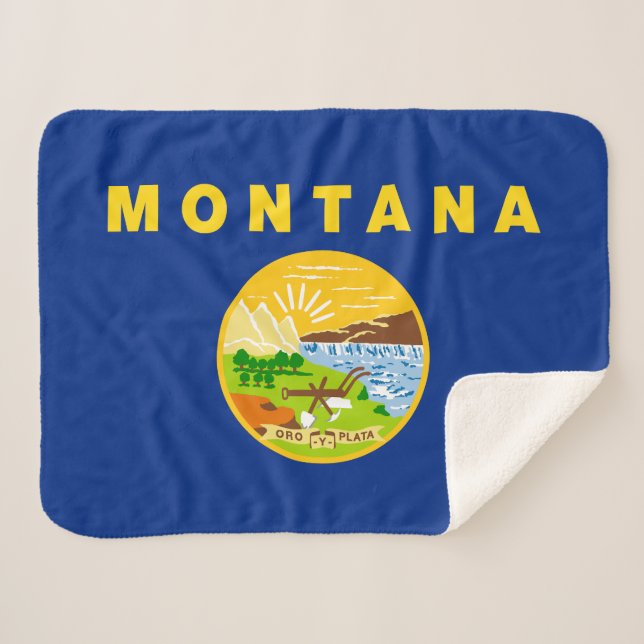 Montana State Flag Sherpa Blanket (Front (Horizontal))