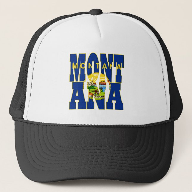 Montana state flag text trucker hat (Front)