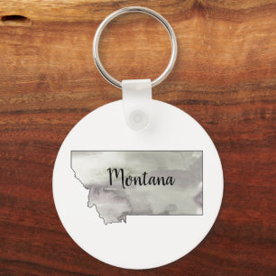 Montana State Illustration Art Key Ring