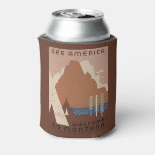 Montana State: Indian Tribes, Mountains, Prairie Can Cooler