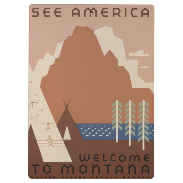 Montana State: Indian Tribes, Mountains, Prairie Clipboard (Back)
