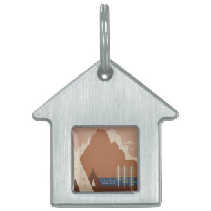 Montana State: Indian Tribes, Mountains, Prairie Pet ID Tag