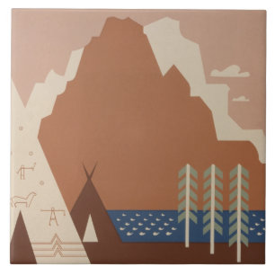 Montana State: Indian Tribes, Mountains, Prairie Tile