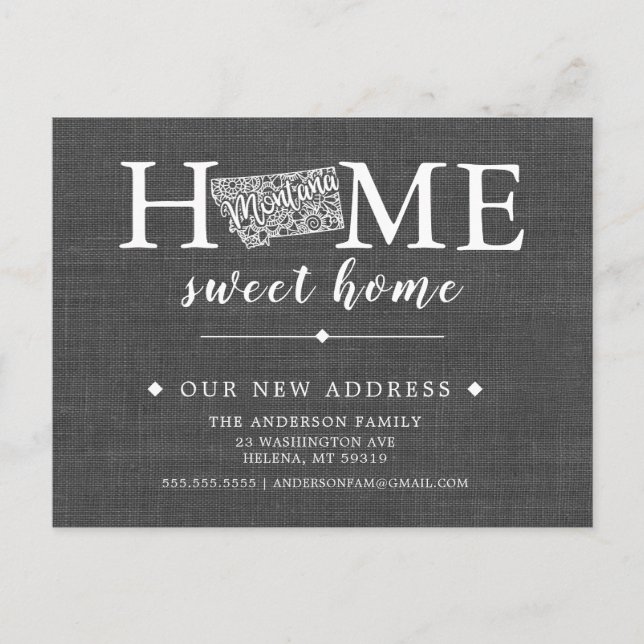 MONTANA State Moving Announcement Post Card (Front)