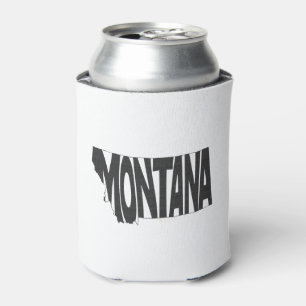 Montana State Name Word Art Black Can Cooler