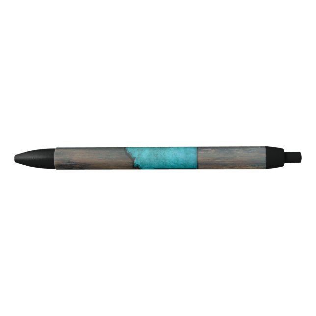 Montana State Shape Teal Black Ink Pen (Front)
