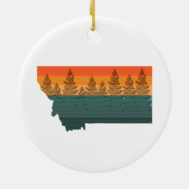Montana State Tree Silhouette Ceramic Tree Decoration (Back)