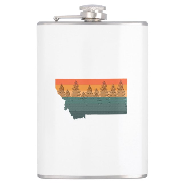 Montana State Tree Silhouette Hip Flask (Front)