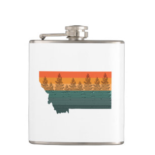 Montana State Tree Silhouette Hip Flask
