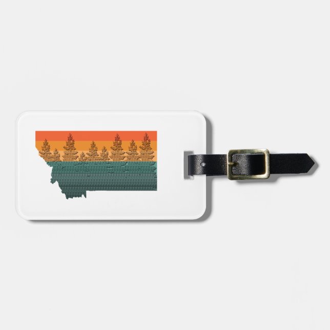 Montana State Tree Silhouette Luggage Tag (Front Horizontal)