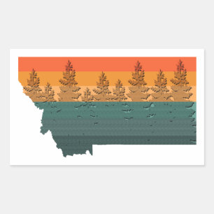 Montana State Tree Silhouette Rectangular Sticker