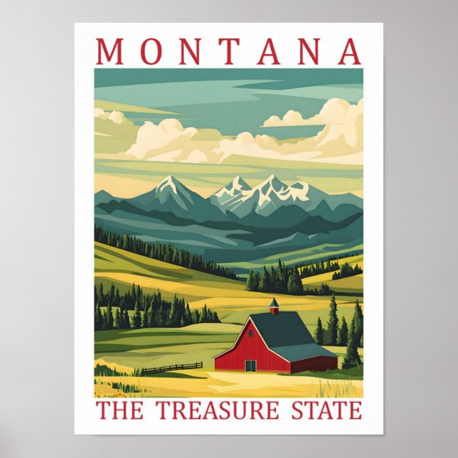 Montana the Treasure State USA Travel Place Poster (Front)