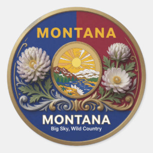 Montana Treasure State Heritage 🏔️ Classic Round Sticker