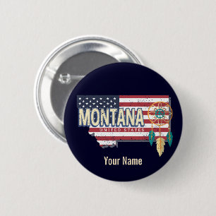 Montana United States Retro State Map Vintage USA 6 Cm Round Badge