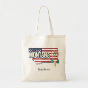 Montana United States Retro State Map Vintage USA Tote Bag