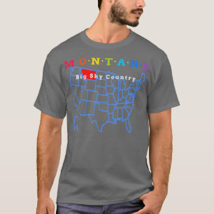 Montana USA Big Sky Country With Map T-Shirt