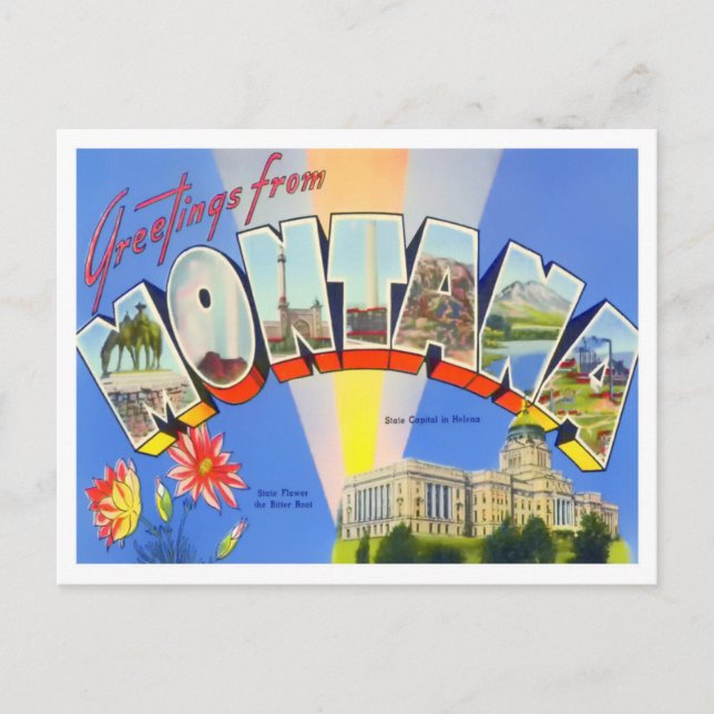 Montana Vintage Big Letters Postcard (Front)