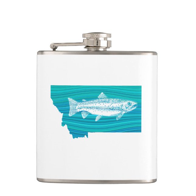 Montana Wave Fishing Hip Flask (Front)