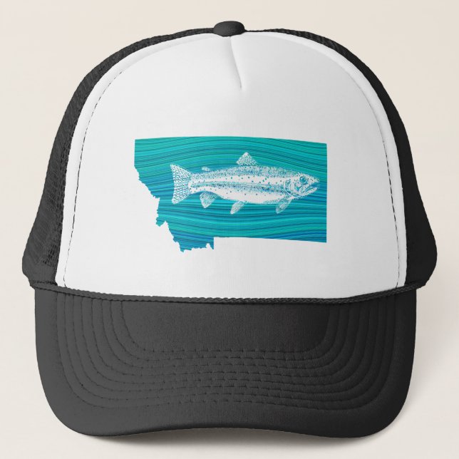 Montana Wave Fishing Trucker Hat (Front)