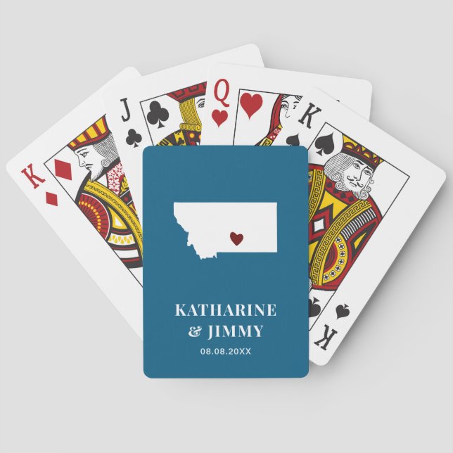 Montana Wedding Favour Deck of Cards, State Map Playing Cards (Back)