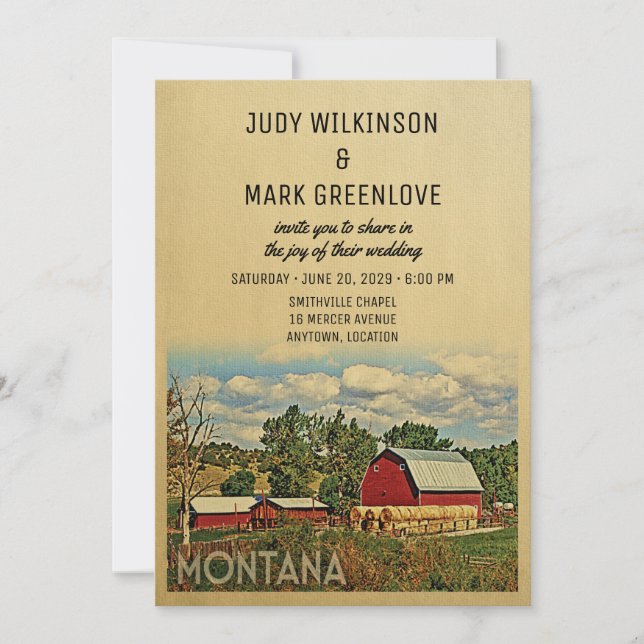 Montana Wedding Invitation Farm Barn Rustic (Front)