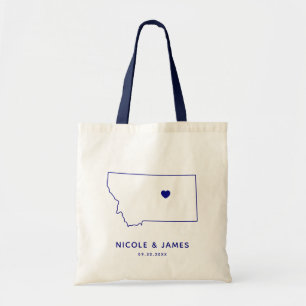 Montana Wedding Welcome Bag Map Tote, Navy Blue