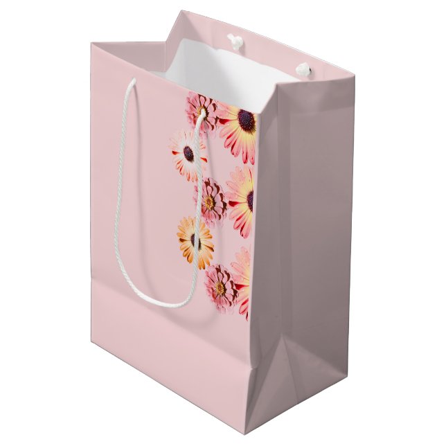 Montana Wildflowers In Pink Medium Gift Bag (Front Angled)
