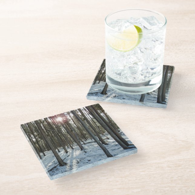 Montana Winter Glass Coaster (Angled)