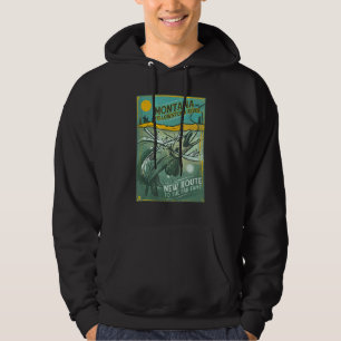 Montana Yellowstone Fishing Cool Fun Retro Travel  Hoodie