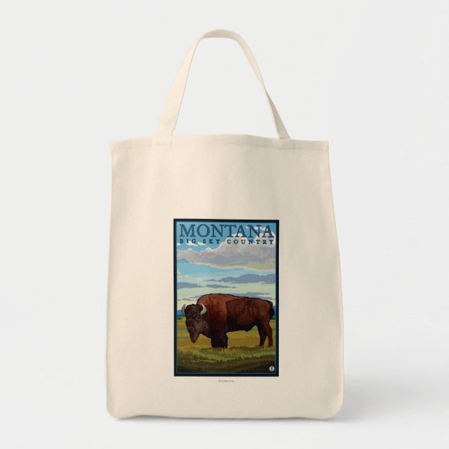 MontanaBison Vintage Travel Poster Tote Bag (Front)