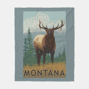 MontanaElk Scene Fleece Blanket