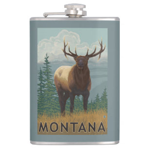 MontanaElk Scene Hip Flask