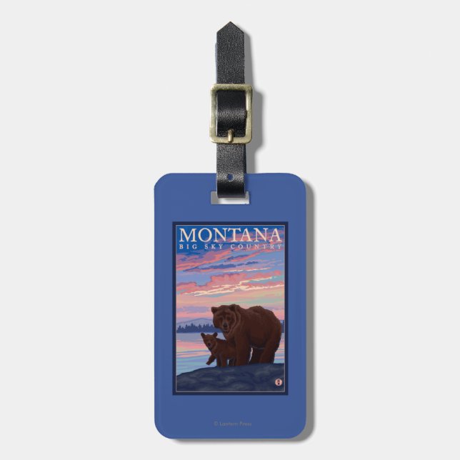 MontanaMomma Bear and Cub Vintage Travel Luggage Tag (Front Vertical)