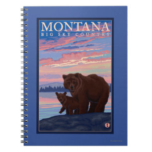 MontanaMomma Bear and Cub Vintage Travel Spiral Notebook