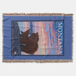 MontanaMomma Bear and Cub Vintage Travel Throw Blanket