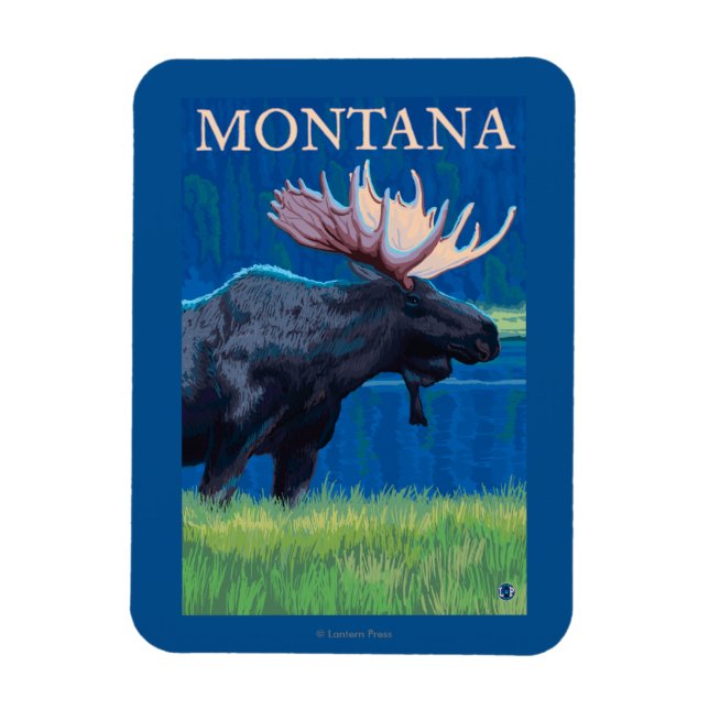 MontanaMoose Vintage Travel Poster Magnet (Vertical)