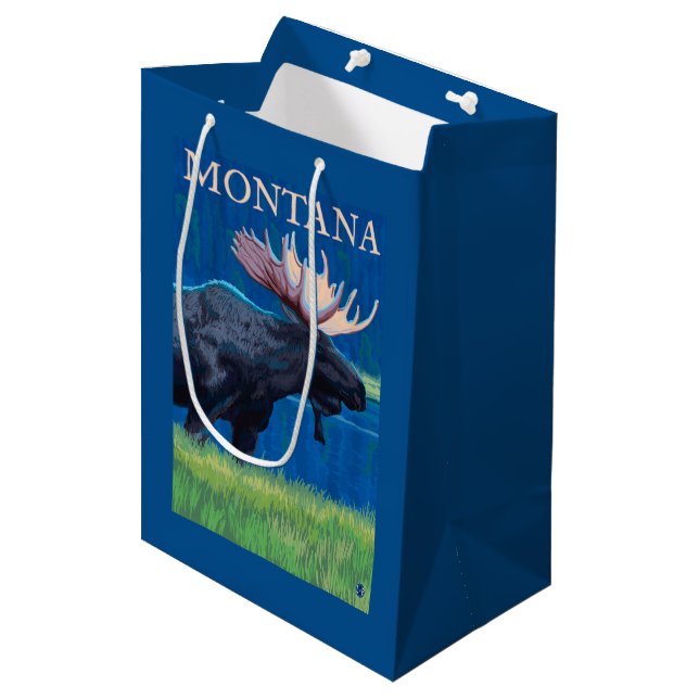 MontanaMoose Vintage Travel Poster Medium Gift Bag (Front Angled)