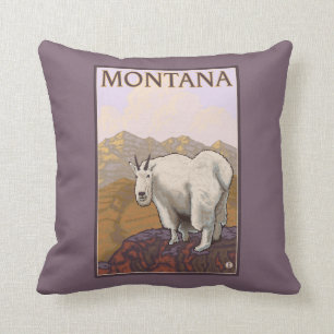 MontanaMountain Goat Vintage Travel Poster Cushion